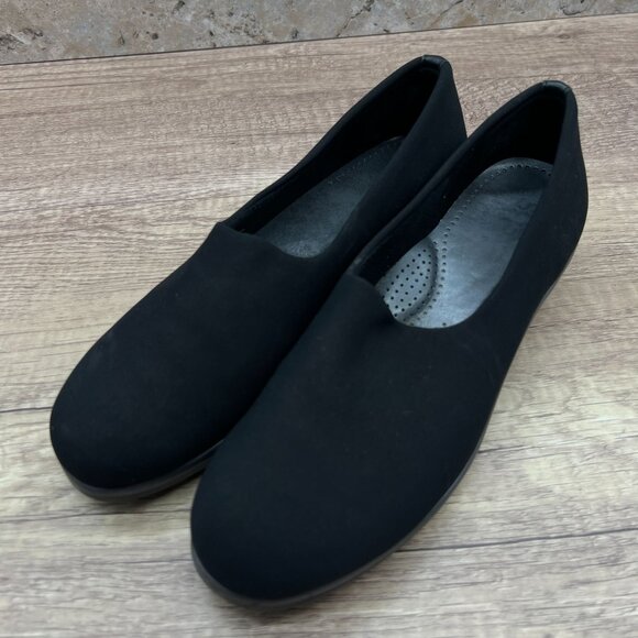 SAS Bliss Womens Shoes Size 7.5 Wide Comfort Black Wedge Slip On Made In USA - Picture 7 of 10